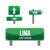 Lima Peru city road sign