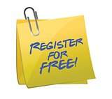 Register for FREE sign up concept on a post-it