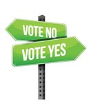 vote yes or no road sign