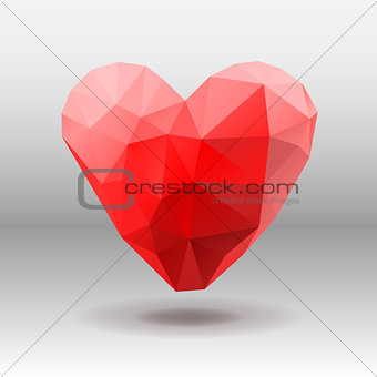 Polygon Heart, vector illustration.