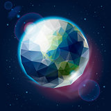 Earth globe as icosahedron, vector illustration.