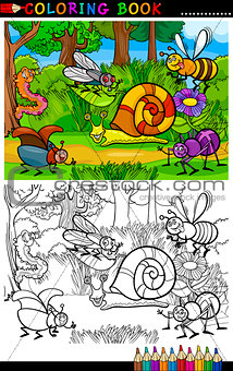 cartoon insects or bugs for coloring book