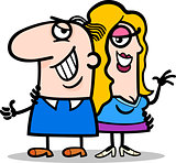 happy man and woman couple cartoon