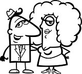 black and white funny couple cartoon