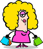 happy woman with shopping bags cartoon