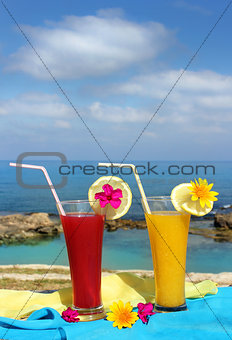 red and yellow fruit cocktails