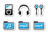 Mp3 player vector icons set
