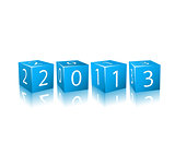 New 2013 Year Numbers on Blue 3d Cubes