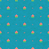 Seamless Floral Pattern on Blue Background
