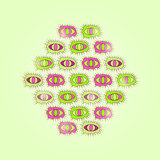 Green Card with Rhombus of Cartoon Eyes