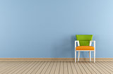 Blue room with colorful chair