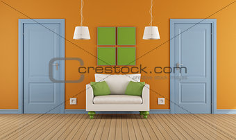 colorful interior  doors and armchair