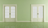 Green vintage room with sliding doors
