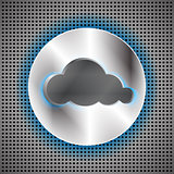 Futuristic background with circle metallic inset and cloud