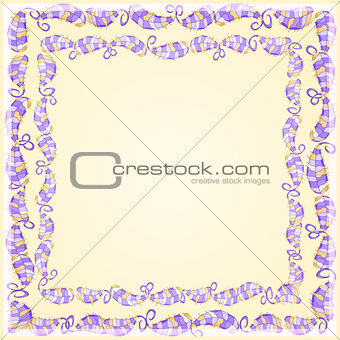 Purple Leaf Frame on Yellow Background