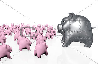 a big armored pig piggy bank