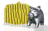 an armored pig piggy protects his money