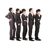 Group of businessman standing in a line waiting