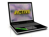 ACTIVE message on laptop screen 
