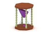 hourglass with purple sand and pillars of ivory. 