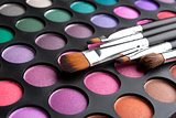 Makeup brushes and shadows