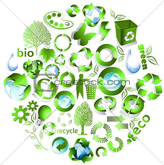 Eco end recycle symbols 