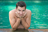 Young man in a swimming pool