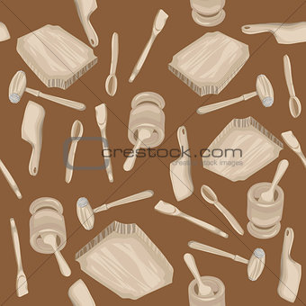 wooden kitchen tools pattern