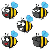 Set of cartoon bees colored