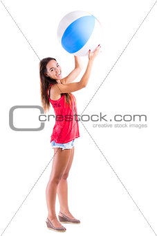 Woman with a beach ball