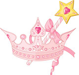 Princess crown and magic wand  