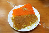 A dish of Kenafeh (may be spelled as funefe, kunaf