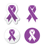 Purple ribbon - pancreatic cancer, testicular cancer, domestic violence awereness symbol