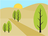 Mountain and tree view day illustration