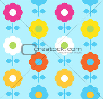 Spring flower seamless pattern vector design ( blue )