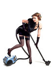 Girl with vacuum cleaner