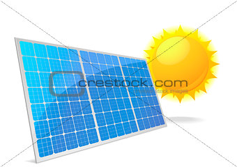 illustration of a panel with solar cells and reflection