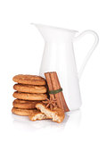 Jug with milk and cookies