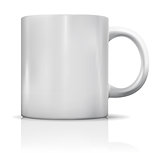 Photorealistic blank white cup with reflection