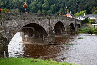 River bridge crossing the River Usk in the town of Usk in South 
