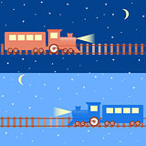 Seamless pattern with night trains