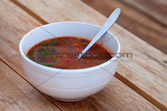 Kharcho. Spicy Georgian meat and vegetable soup.