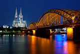 Cologne over the Rhein at night