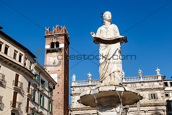 Fountain and Statue of Madonna on Piazza delle Erbe in Verona, V