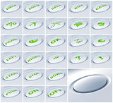 set of buttons with green symbols for design