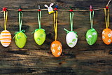 Colorful Easter eggs on a fun clothespins.