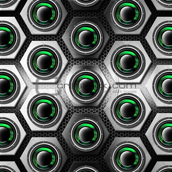 Metal Background with Hexagons and Woofers