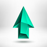3d Green Up Arrow Sign with Light Background