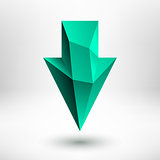 3d Green Down Arrow Sign with Light Background