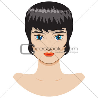 Vector portrait of a beautiful girl with a short haircut